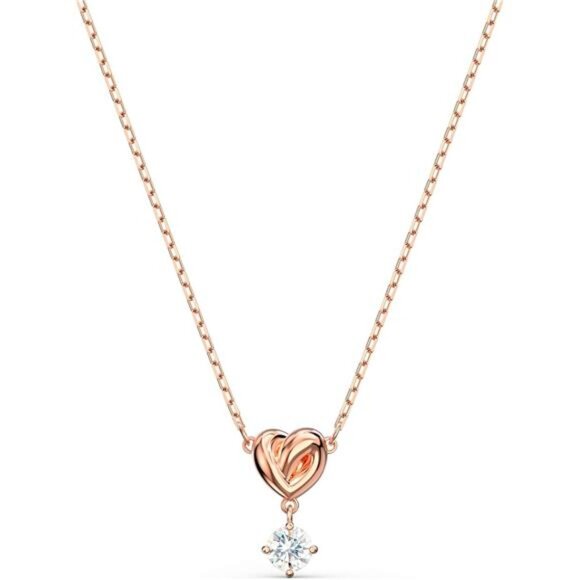 Heart Necklace, Earrings, Bracelet Crystal Jewelry Collection, Rose Gold - Picture 1 of 7